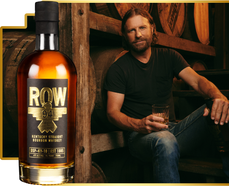 Dierks Bentley in his rickhouse with a bourbon in his hand